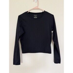Kavala Collection Long Sleeve Black Crop Top Workout Beachy Athleisure Surf ~L~